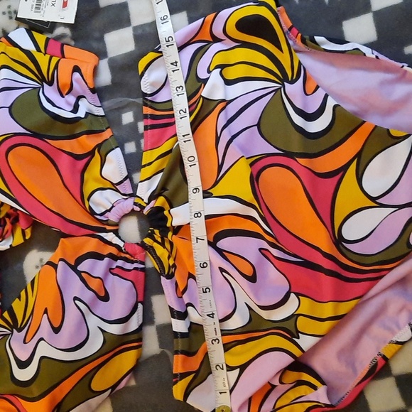 Bar lll  Macy's 70's Vibe Check Ring Monokini Swimsuit Swimwear Size XL - Picture 6 of 13